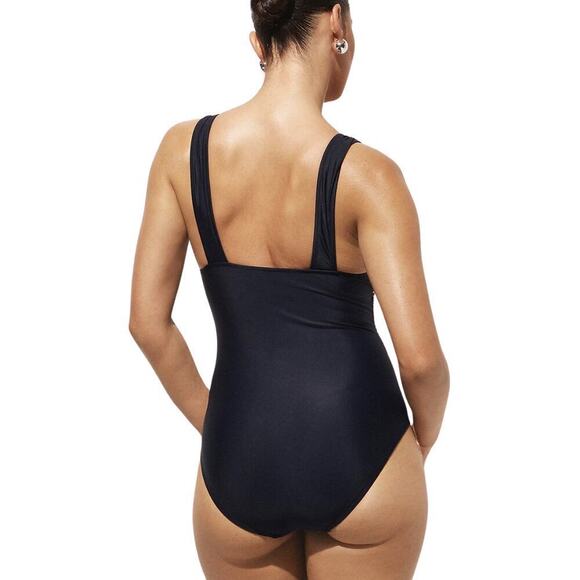 J. Crew Swimsuit Womens Size 4 Navy Blue One Piece V-Neck Ruched Cheeky NWT - Picture 2 of 15